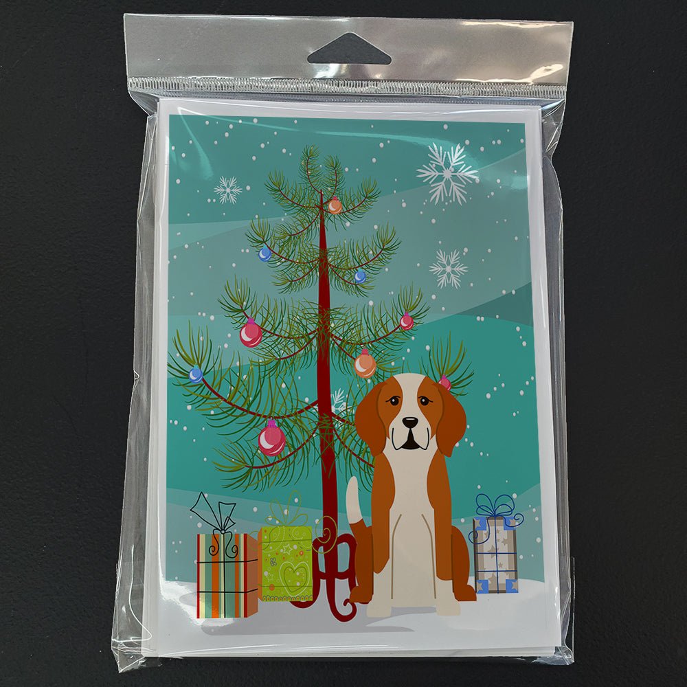 Merry Christmas Tree English Foxhound Greeting Cards Pack of 8