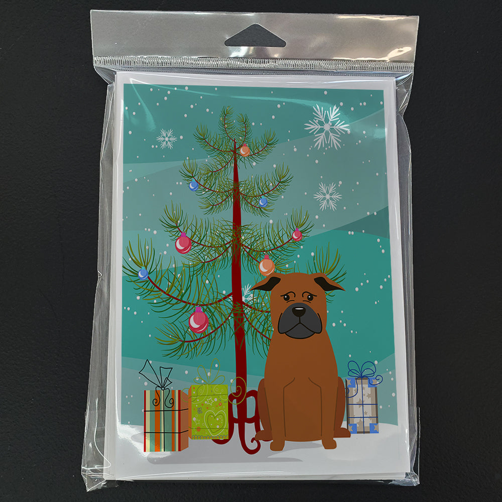 Merry Christmas Tree Chinese Chongqing Dog Greeting Cards Pack of 8