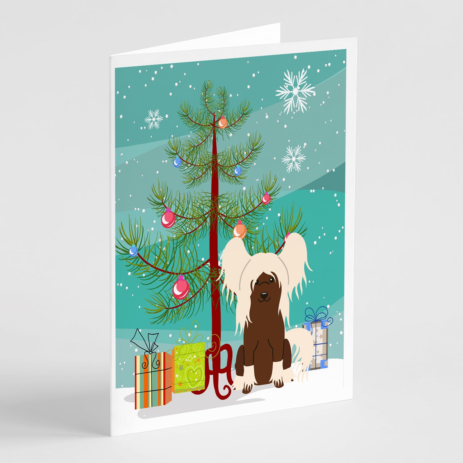 Buy this Merry Christmas Tree Chinese Crested Cream Greeting Cards Pack of 8