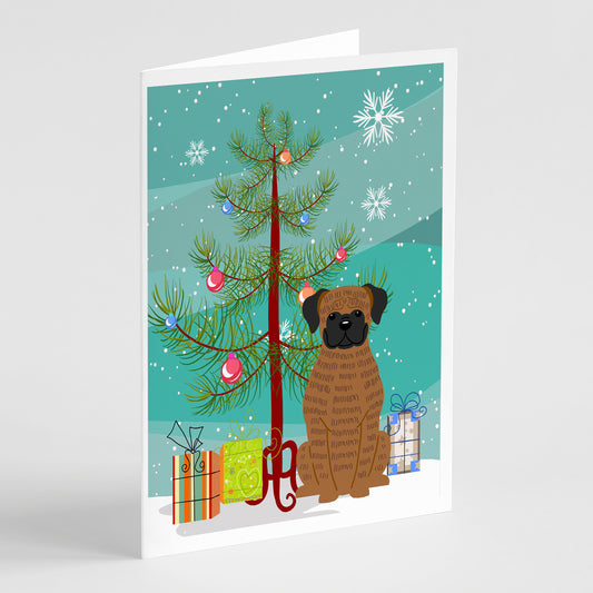 Buy this Merry Christmas Tree Brindle Boxer Greeting Cards Pack of 8