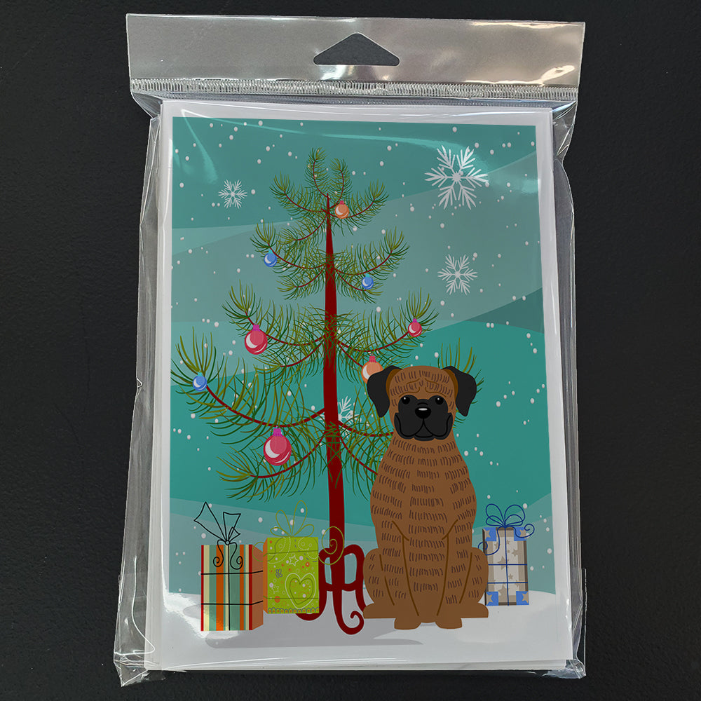 Merry Christmas Tree Brindle Boxer Greeting Cards Pack of 8