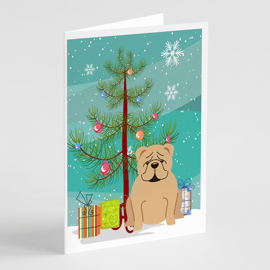 Buy this Merry Christmas Tree English Bulldog Fawn Greeting Cards Pack of 8