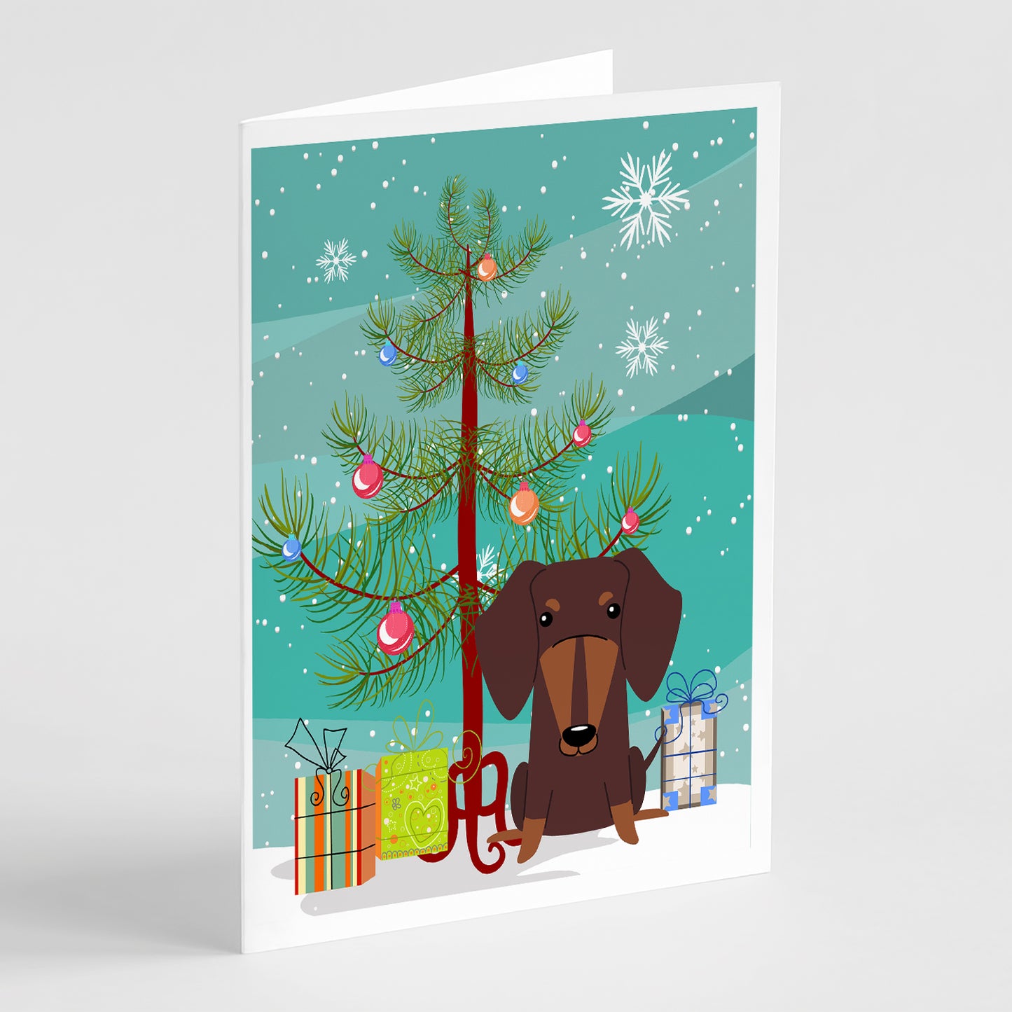 Buy this Merry Christmas Tree Dachshund Chocolate Greeting Cards Pack of 8