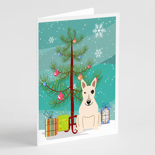 Buy this Merry Christmas Tree Bull Terrier White Greeting Cards Pack of 8