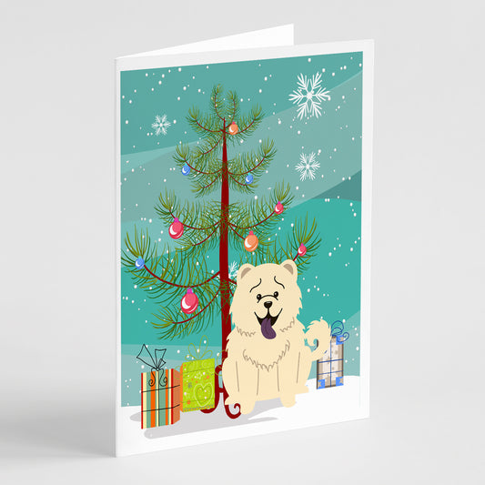 Buy this Merry Christmas Tree Chow Chow White Greeting Cards Pack of 8