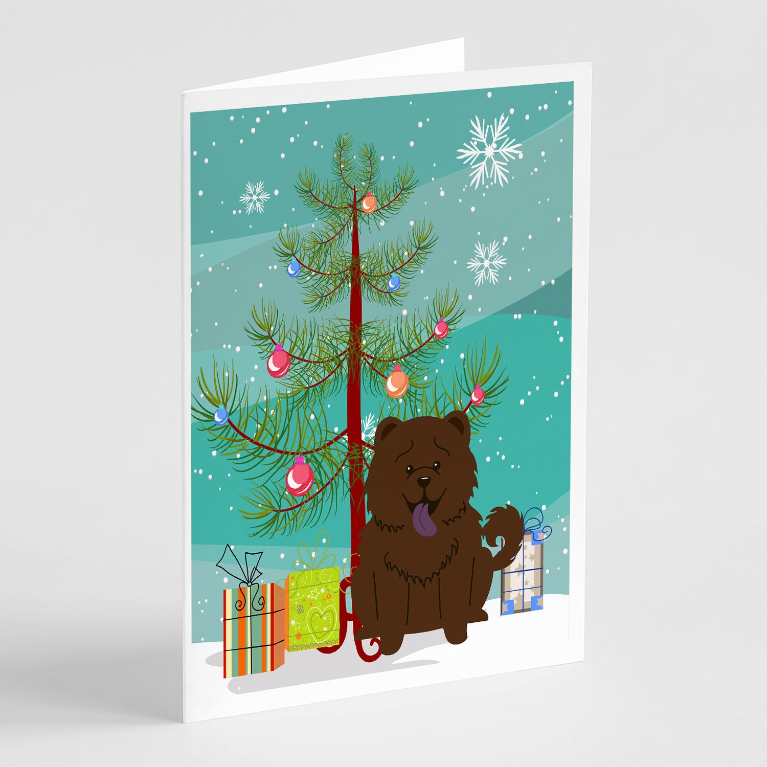Buy this Merry Christmas Tree Chow Chow Chocolate Greeting Cards Pack of 8