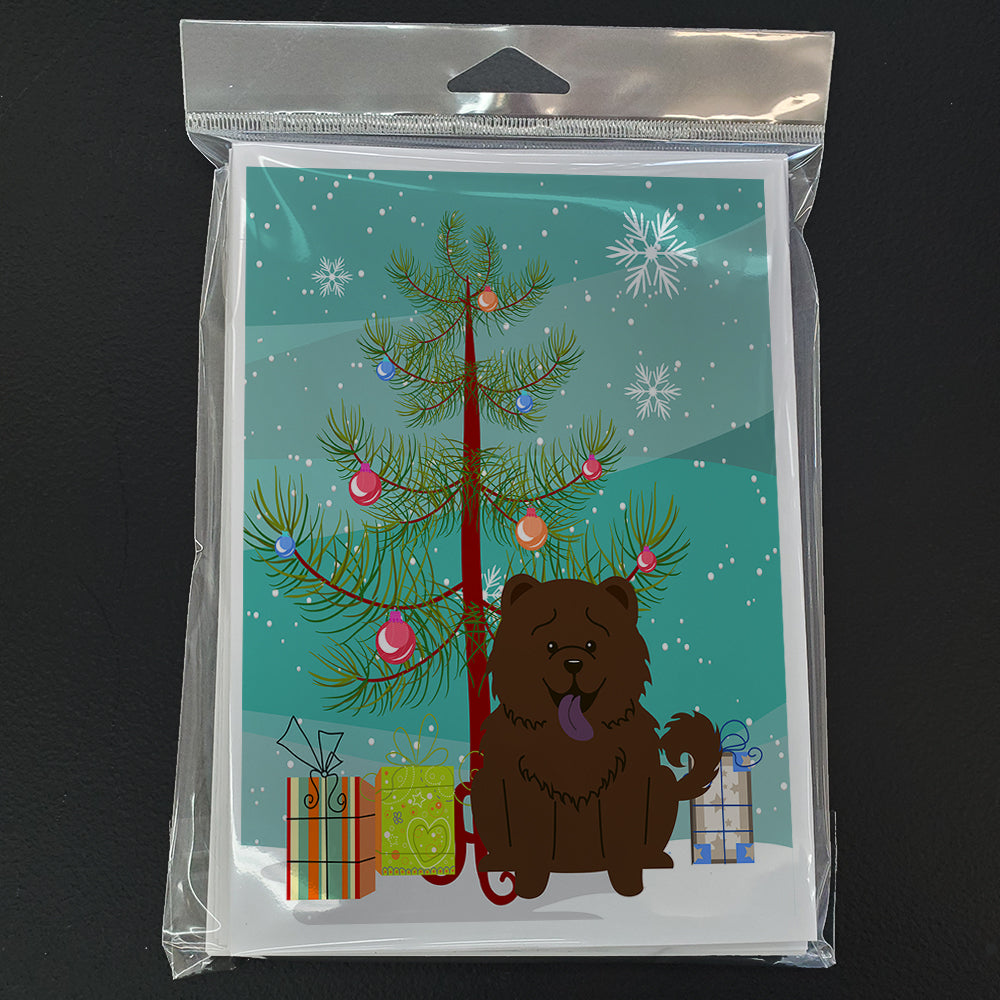 Merry Christmas Tree Chow Chow Chocolate Greeting Cards Pack of 8