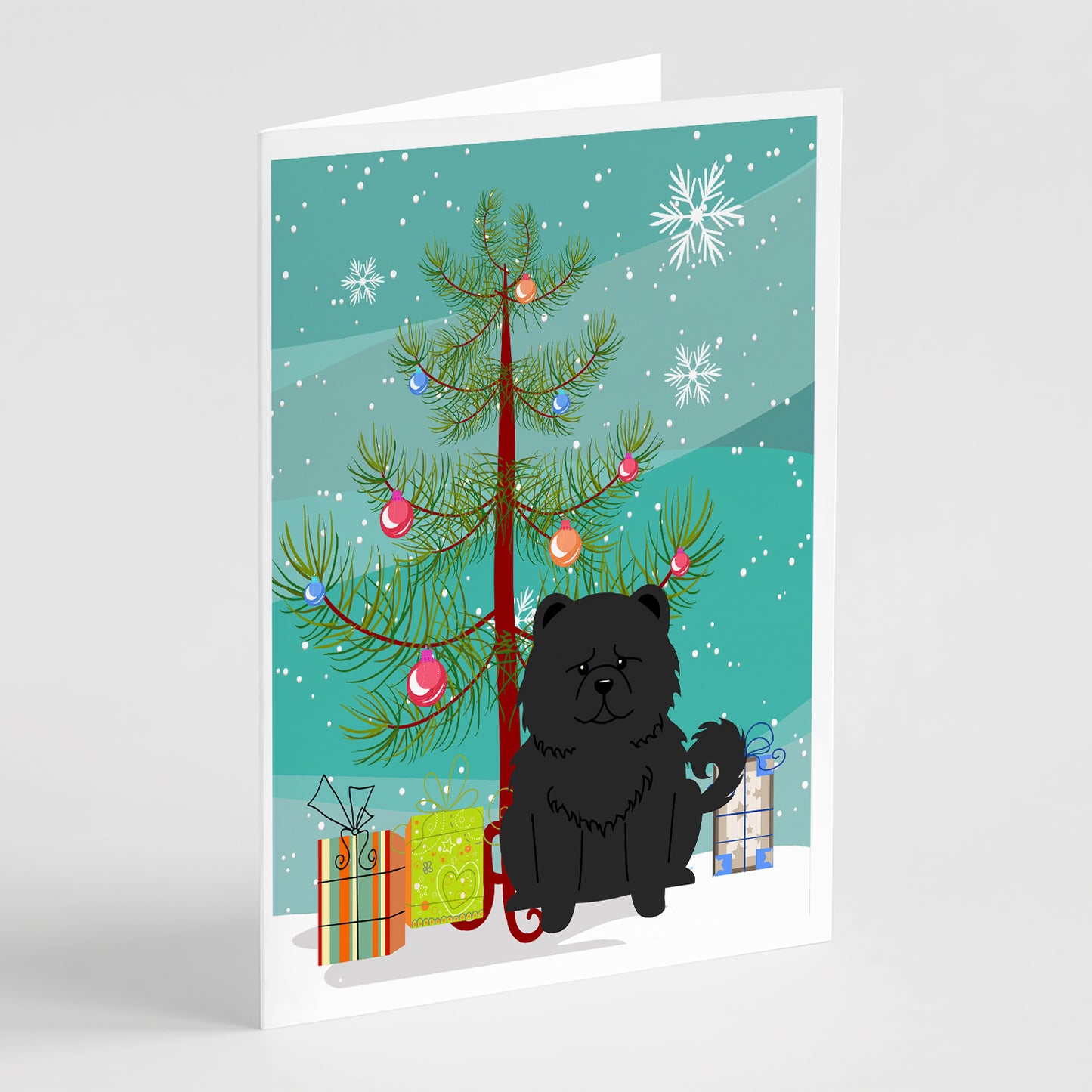 Buy this Merry Christmas Tree Chow Chow Black Greeting Cards Pack of 8