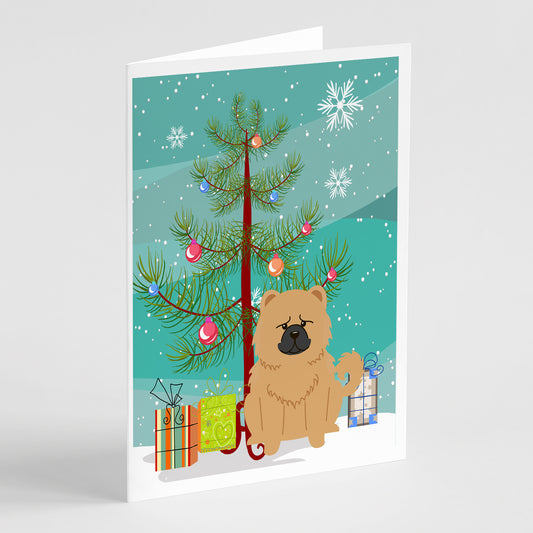 Buy this Merry Christmas Tree Chow Chow Cream Greeting Cards Pack of 8