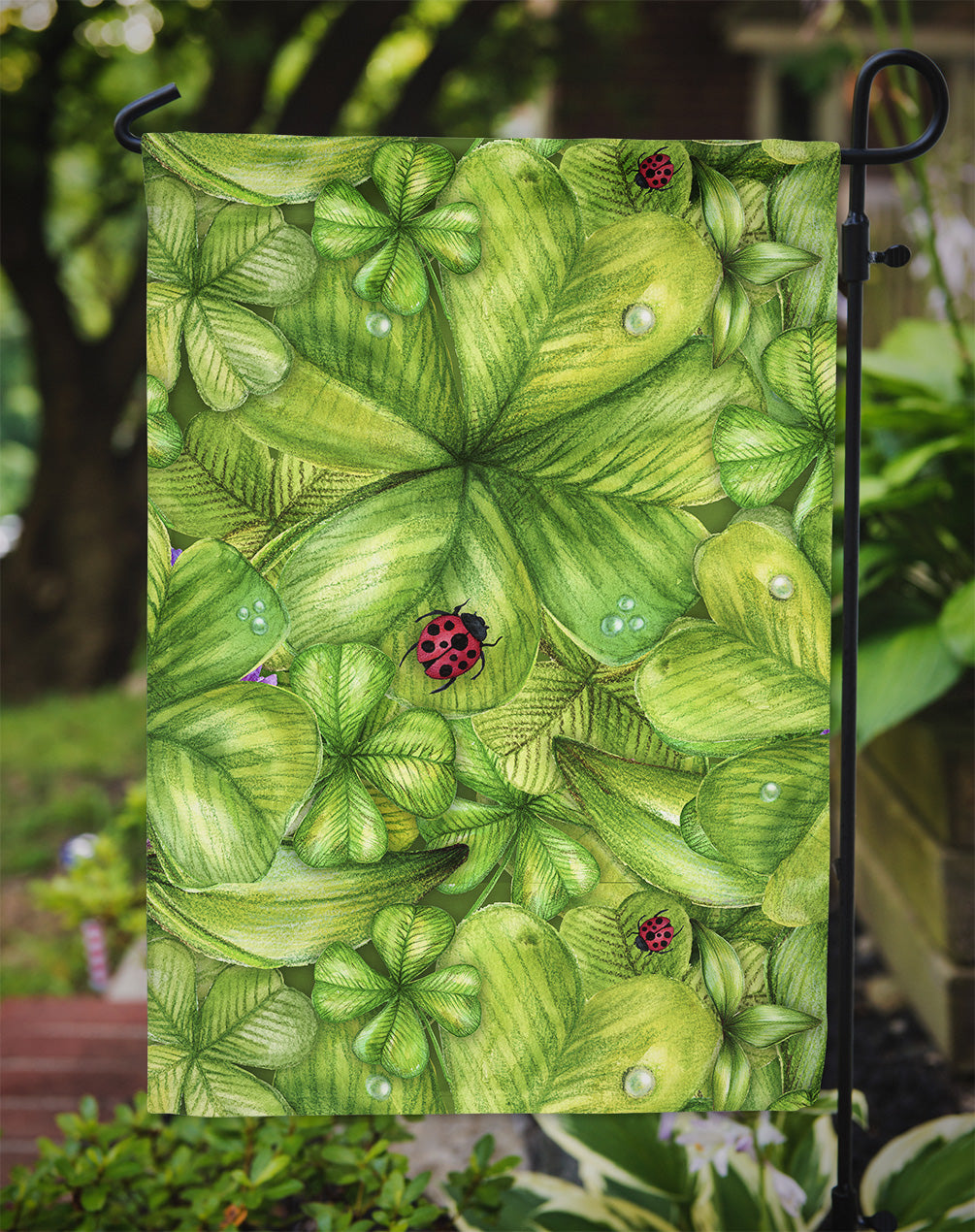Shamrocks and Lady bugs Garden Flag