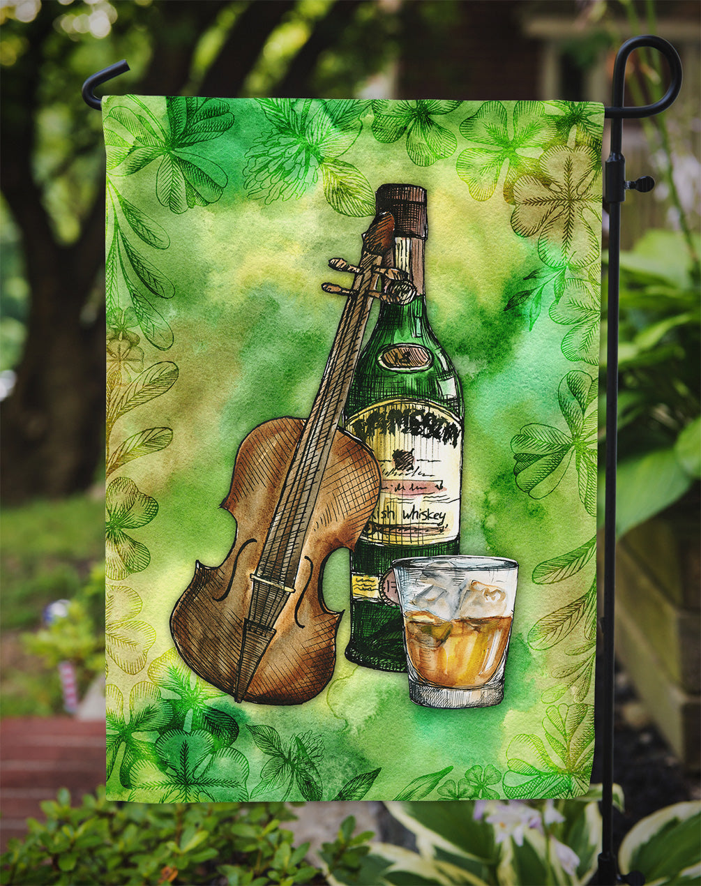 Irish Whiskey and Music Garden Flag