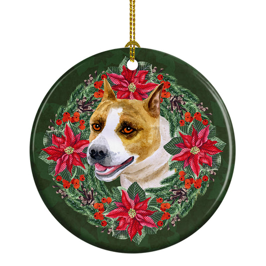 Buy this American Staffordshire Poinsetta Wreath Ceramic Ornament