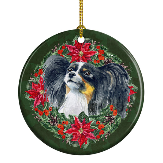 Buy this Papillon Poinsetta Wreath Ceramic Ornament