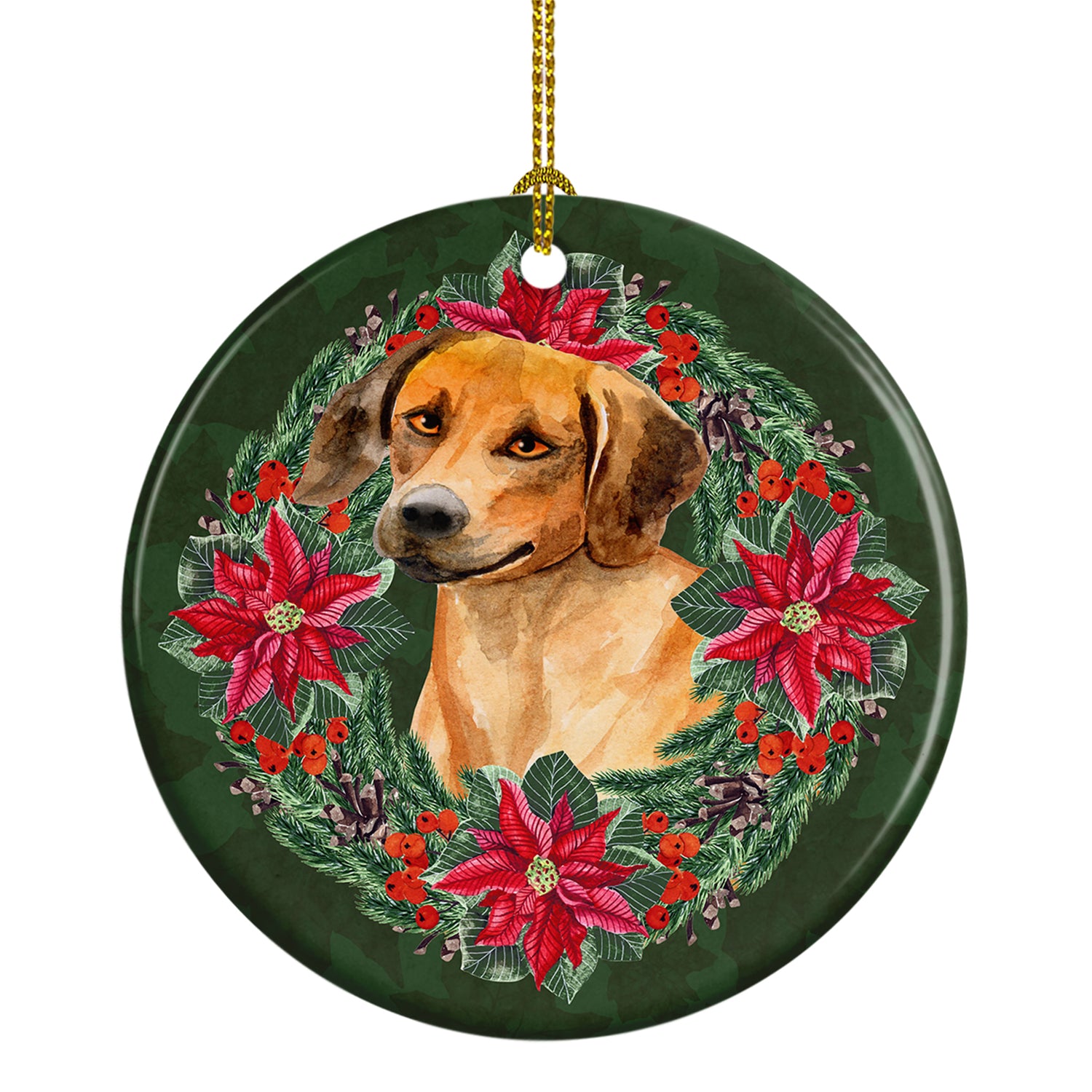 Buy this Rhodesian Ridgeback Poinsetta Wreath Ceramic Ornament