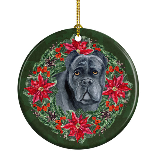 Buy this Cane Corso Poinsetta Wreath Ceramic Ornament