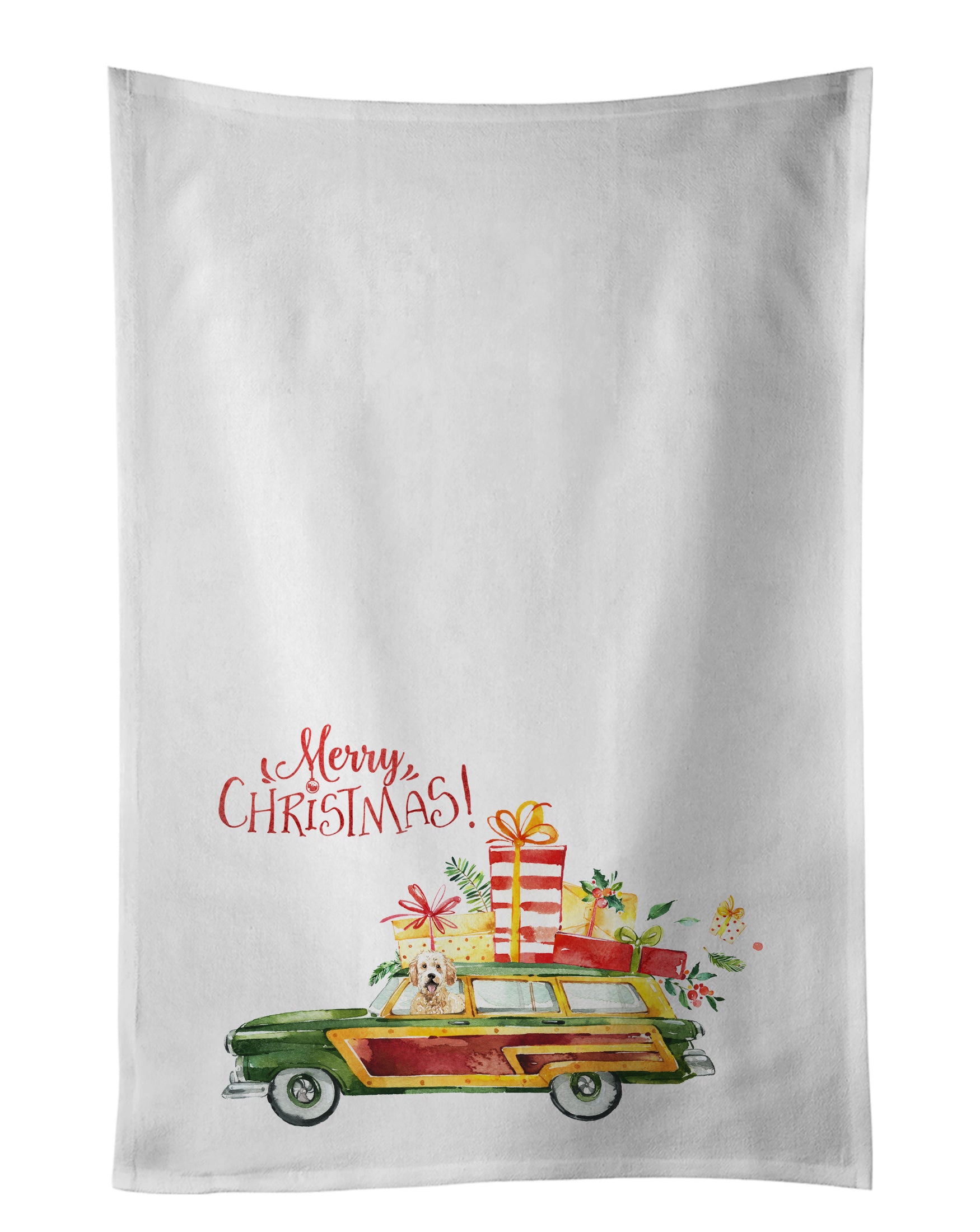 Buy this Merry Christmas Goldendoodle Kitchen Towel Set of 2