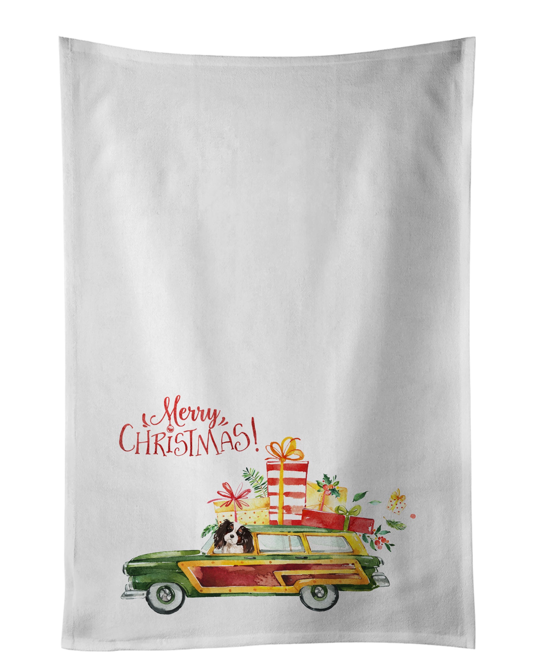 Buy this Merry Christmas Tricolor Cavalier Spaniel Kitchen Towel Set of 2