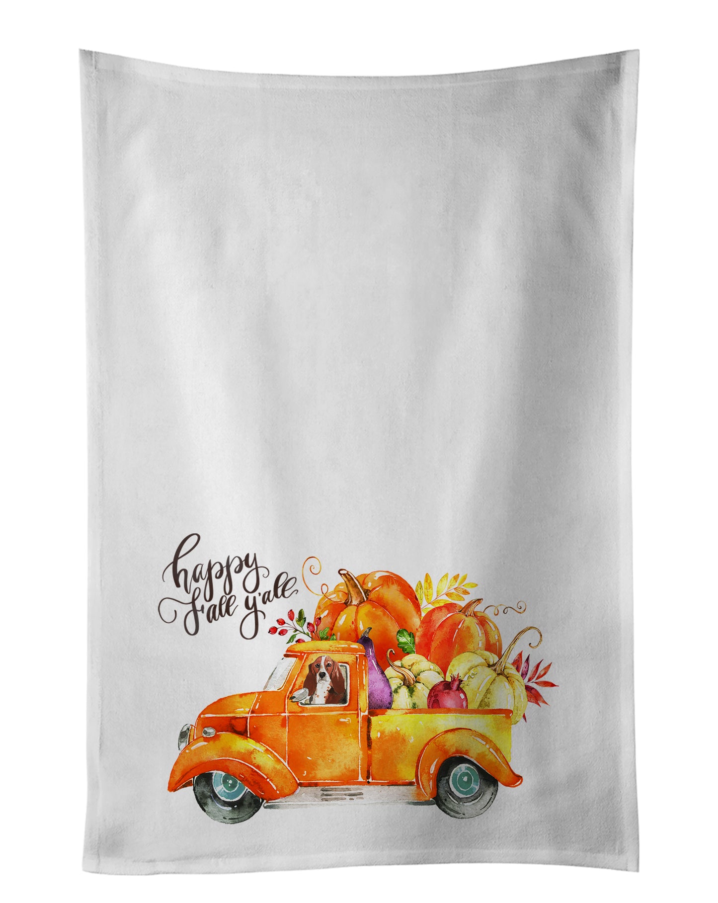 Buy this Fall Harvest Basset Hound Kitchen Towel Set of 2