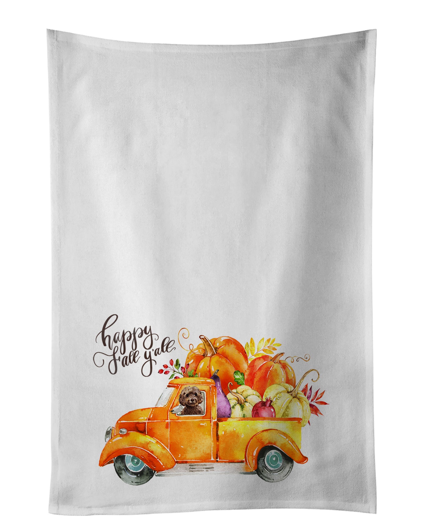 Buy this Fall Harvest Brown Cockapoo Kitchen Towel Set of 2