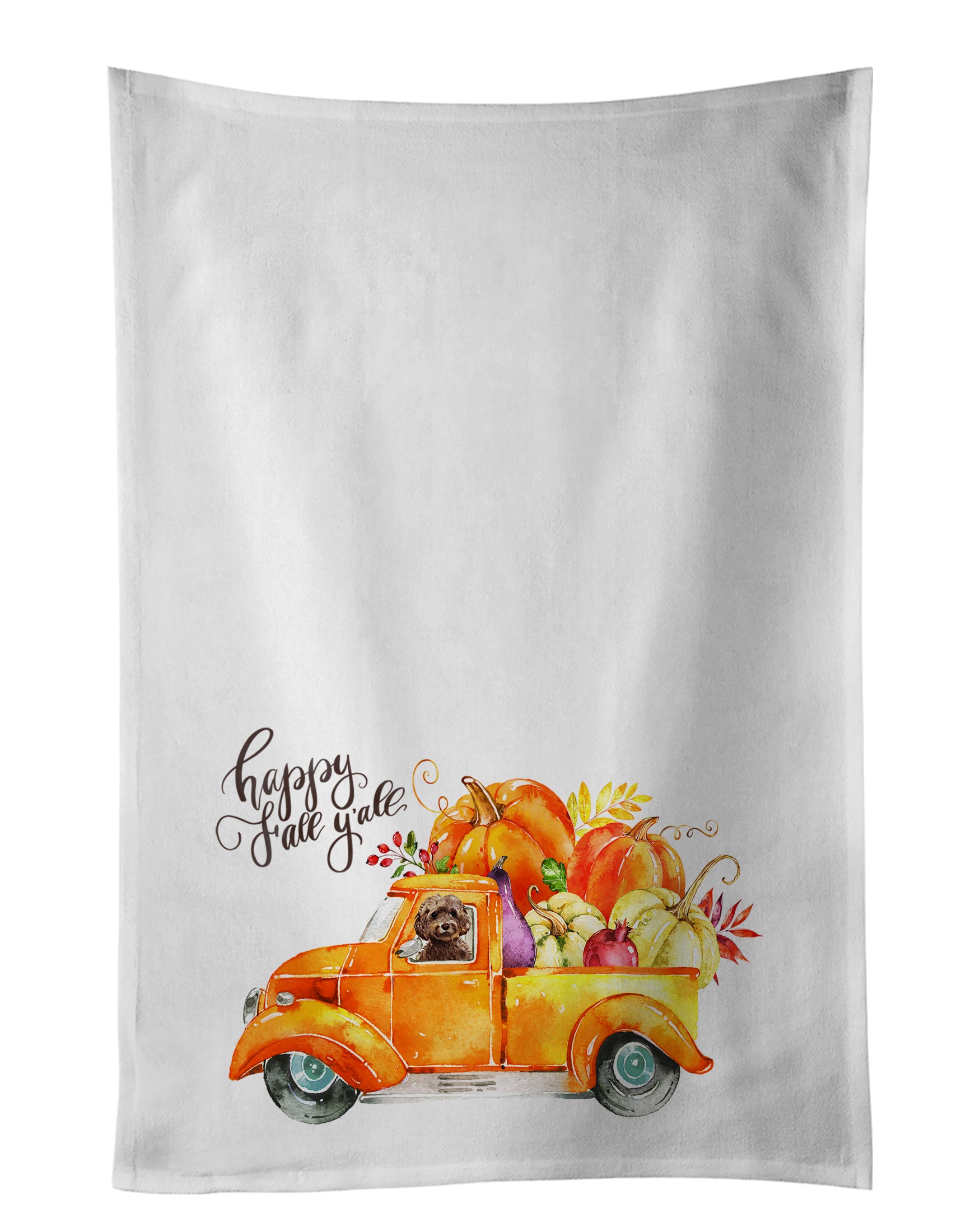 Buy this Fall Harvest Brown Cockapoo Kitchen Towel Set of 2