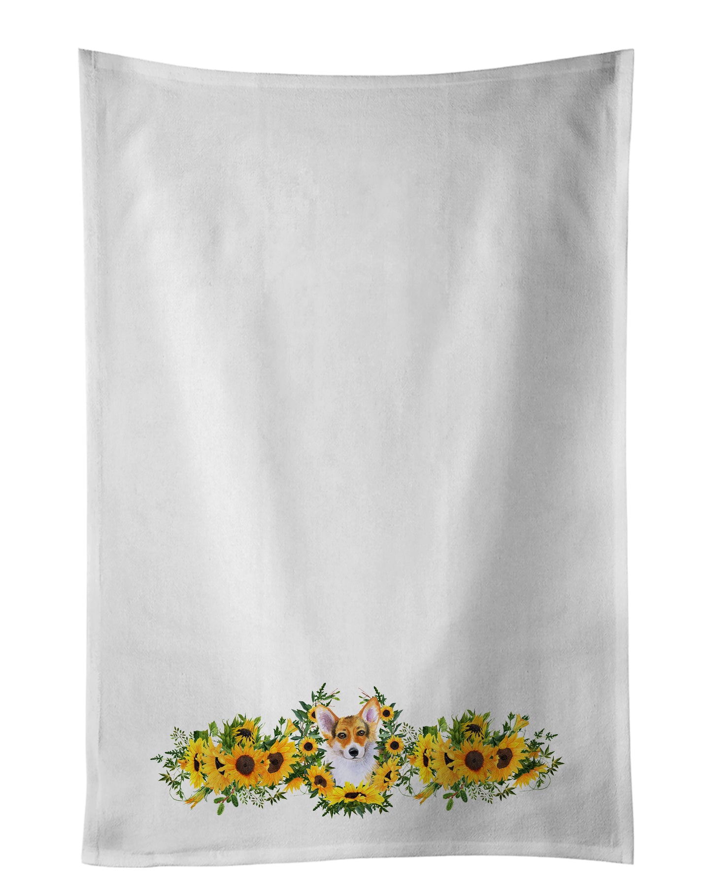 Buy this Pembroke Corgi in Sunflowers Kitchen Towel Set of 2