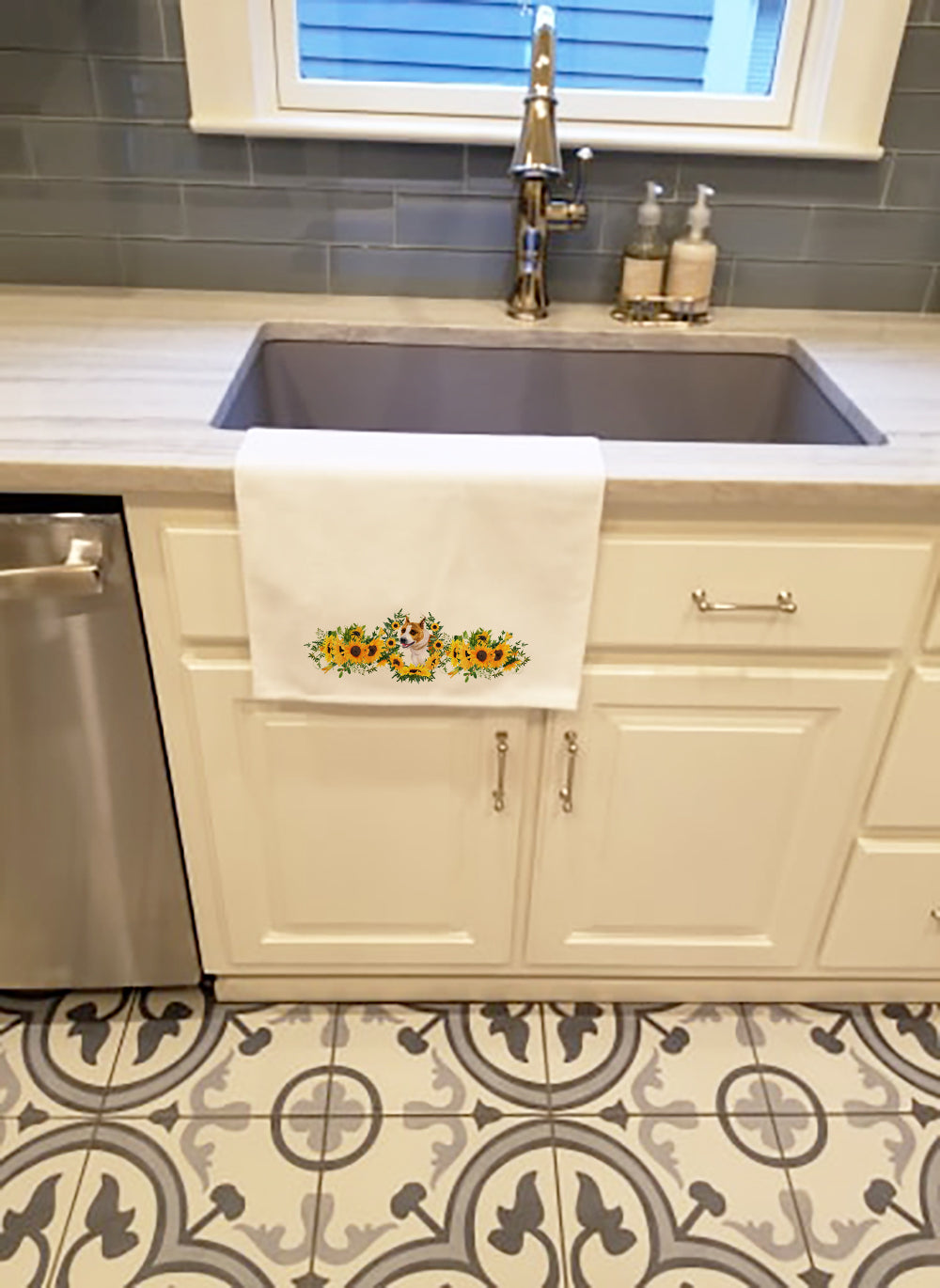 American Staffordshire in Sunflowers Kitchen Towel Set of 2