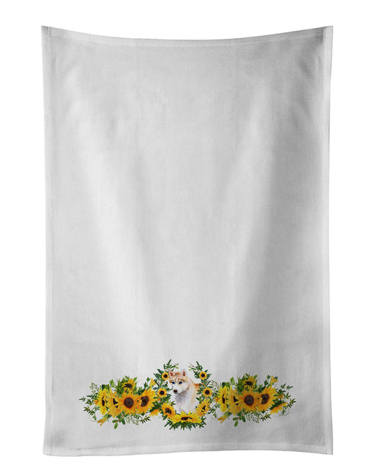 Buy this Siberian Husky in Sunflowers Kitchen Towel Set of 2