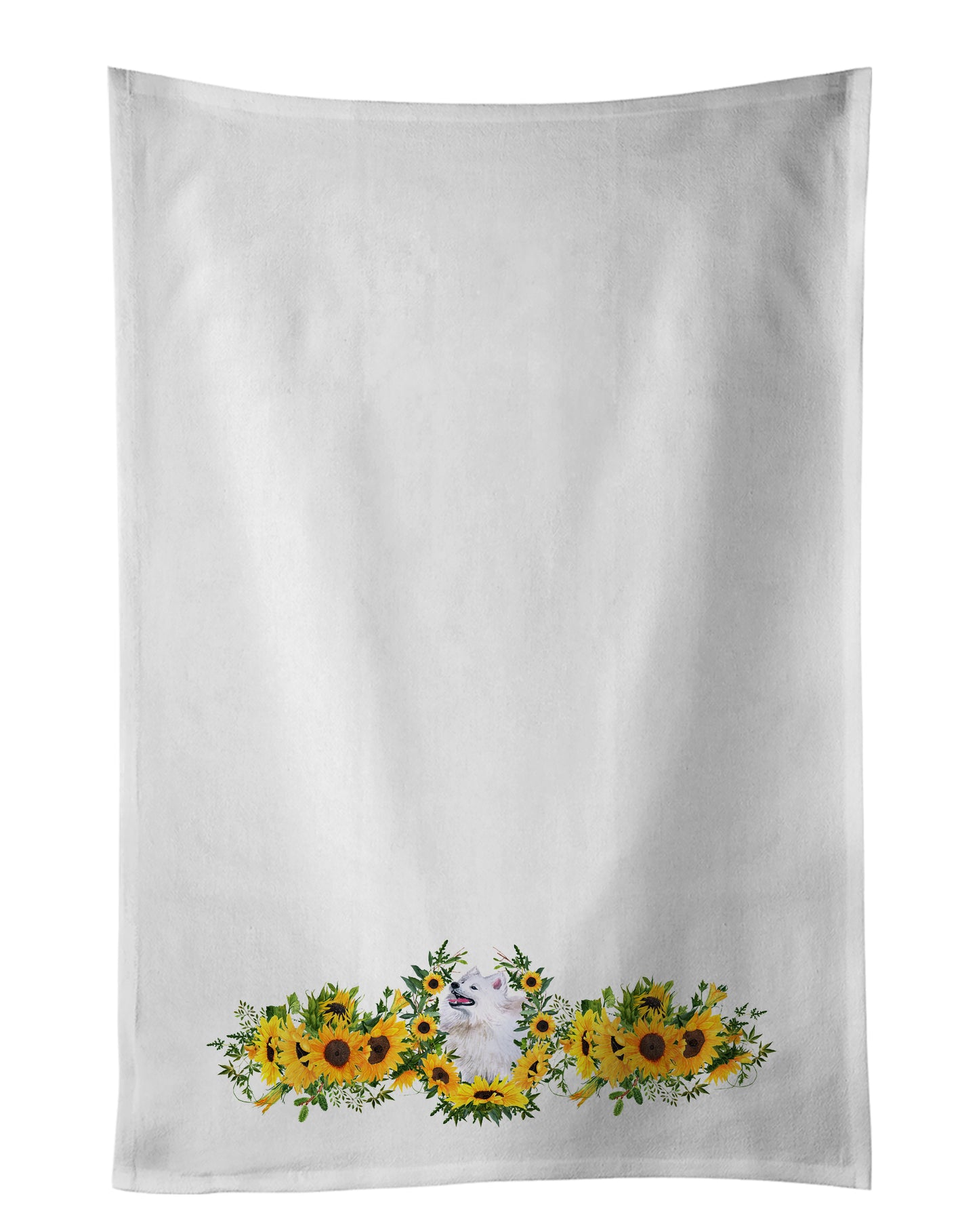 Buy this Samoyed in Sunflowers Kitchen Towel Set of 2