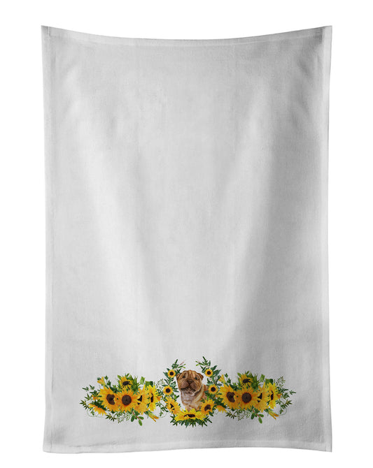 Buy this Shar Pei Puppy in Sunflowers Kitchen Towel Set of 2