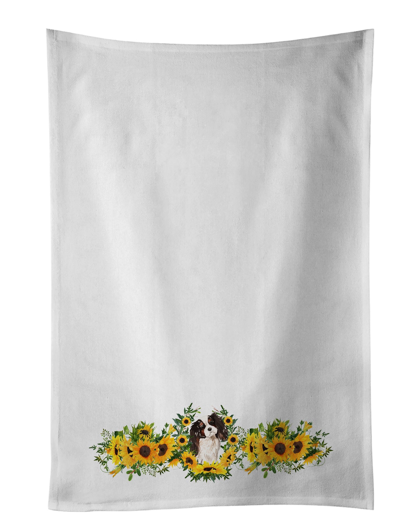 Buy this Tricolor Cavalier Spaniel in Sunflowers Kitchen Towel Set of 2