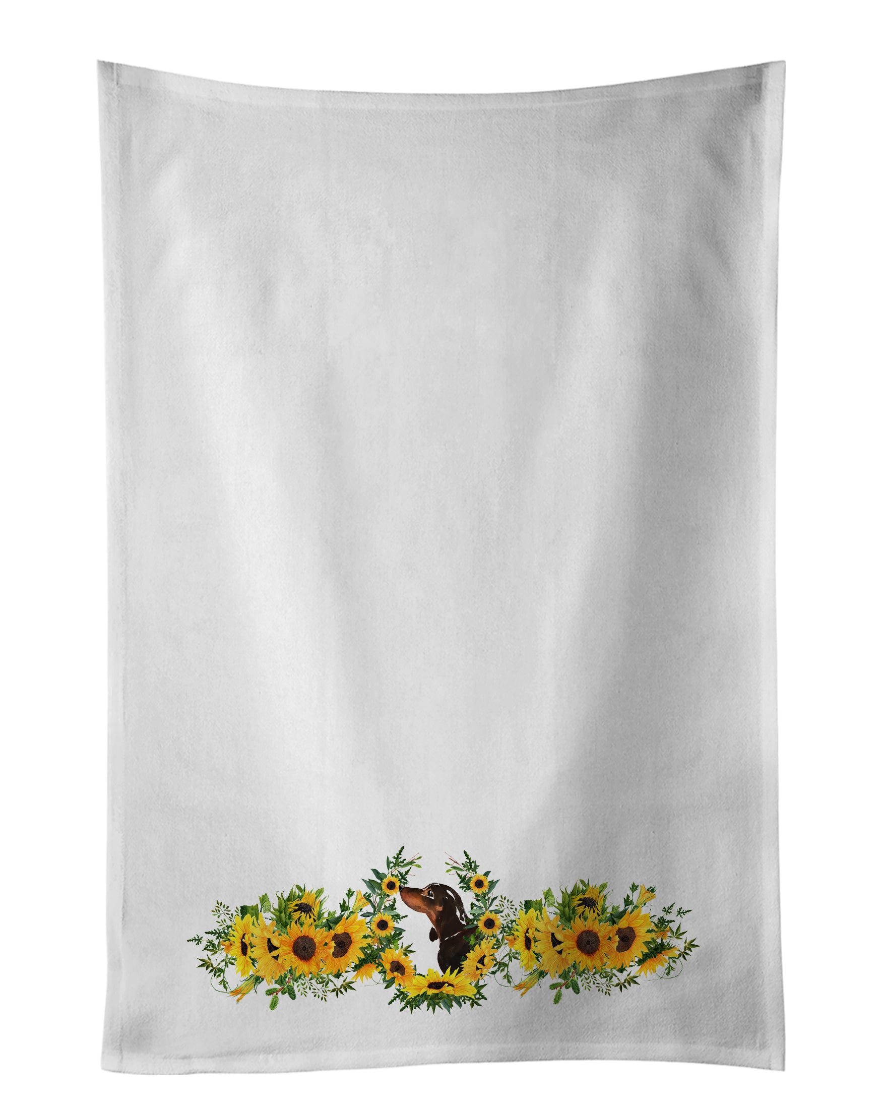 Buy this Red Tan Dachshund in Sunflowers Kitchen Towel Set of 2