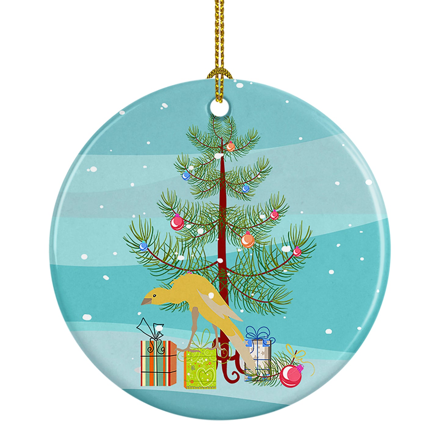 Buy this Belgian Hunchback Canary Merry Christmas Ceramic Ornament