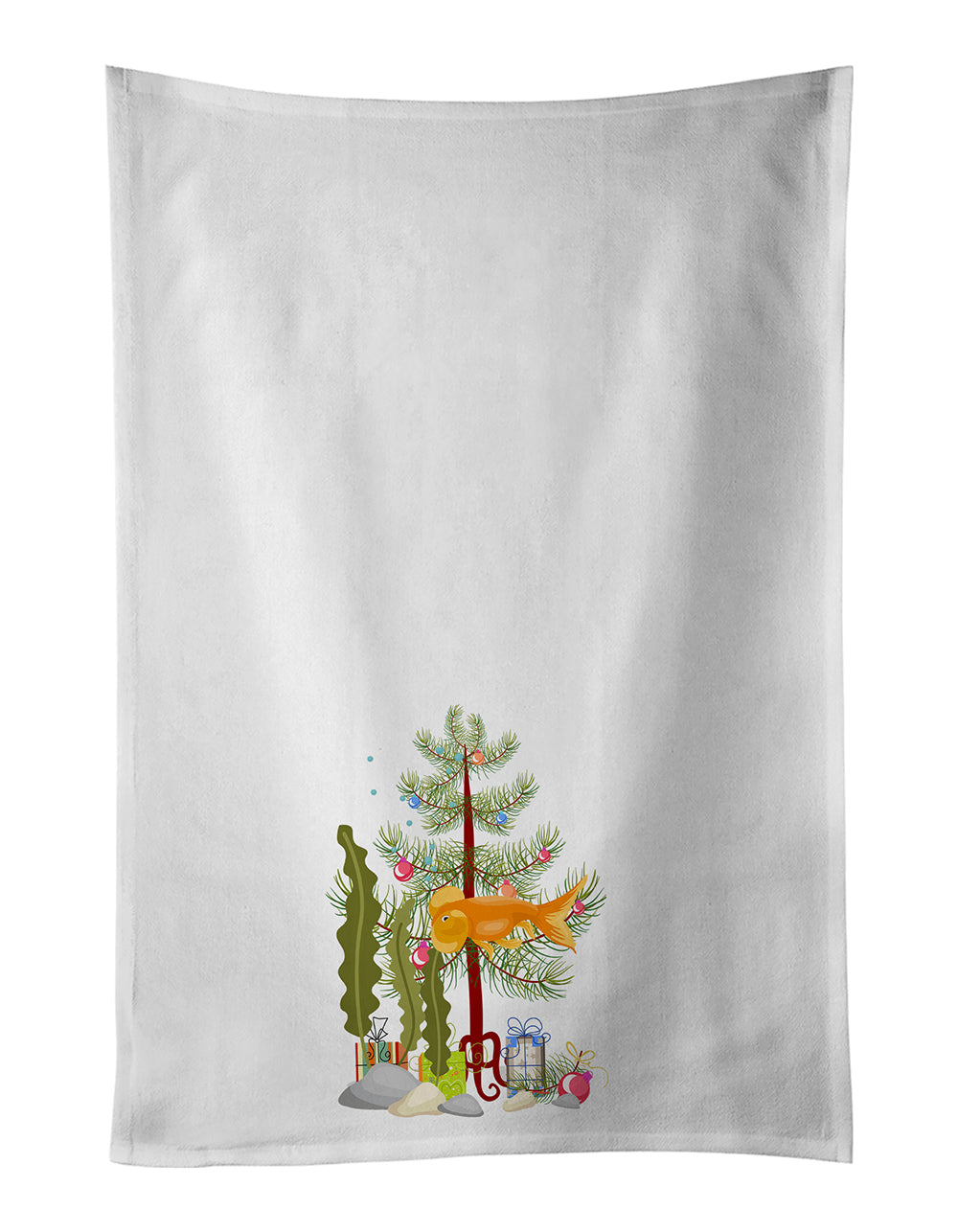 Buy this Bubble Eyed Goldfish Merry Christmas Kitchen Towel Set of 2