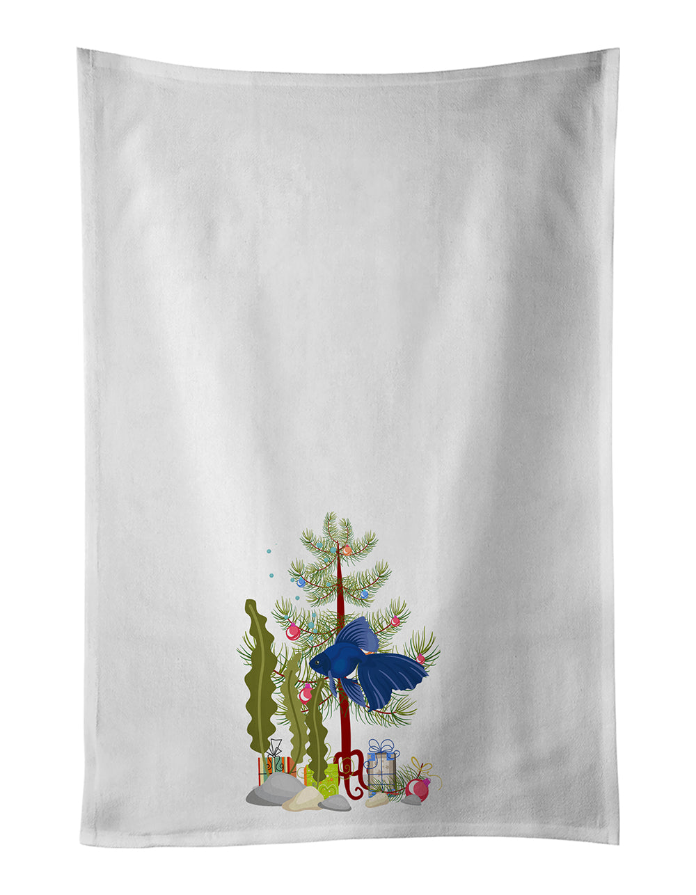 Buy this Veiltail Goldfish Merry Christmas Kitchen Towel Set of 2