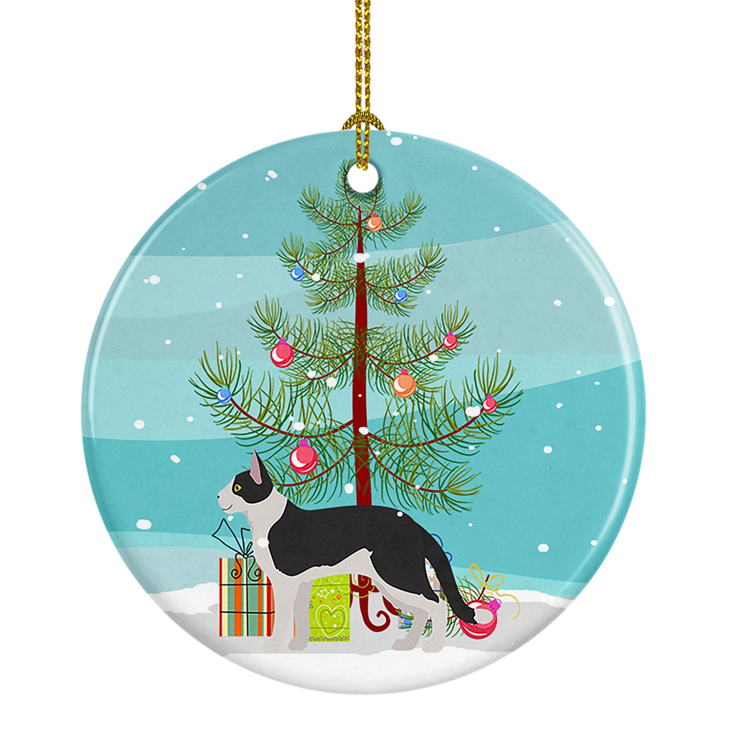Buy this Bicolour Aegean Cat Christmas Ceramic Ornament