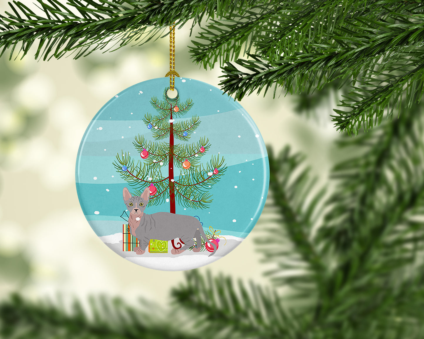 Bambino Cat Christmas Ceramic Ornament