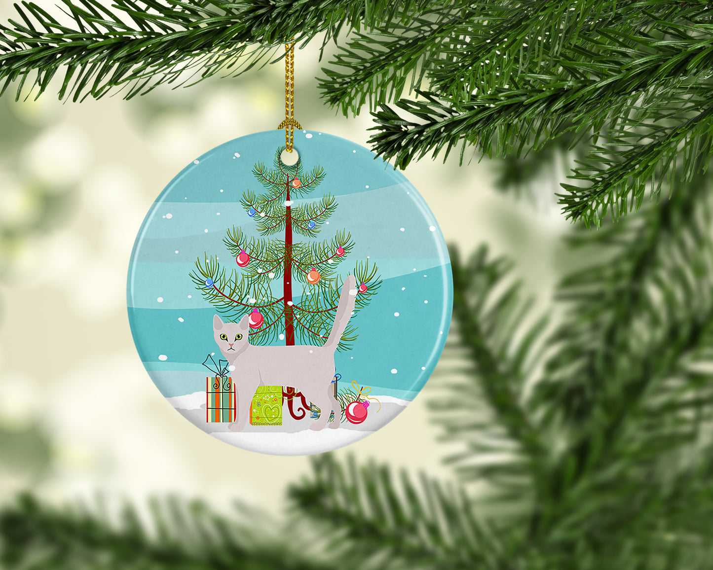 Burmilla Cat Christmas Ceramic Ornament