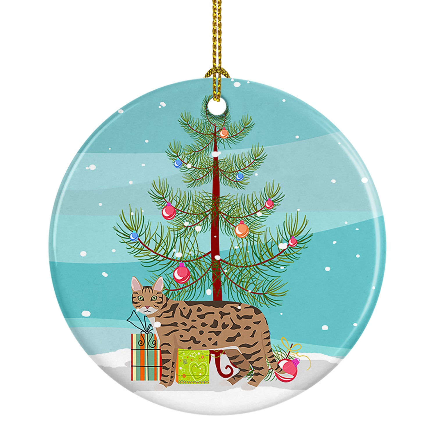 Buy this California Spangled Cat Christmas Ceramic Ornament