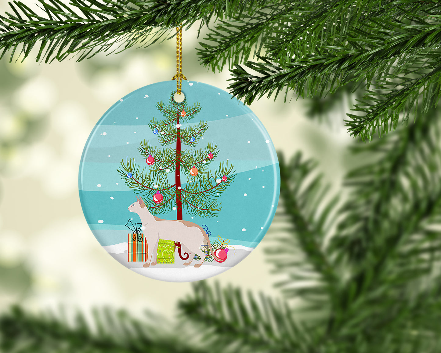 Colorpoint Shorthair Cat Christmas Ceramic Ornament