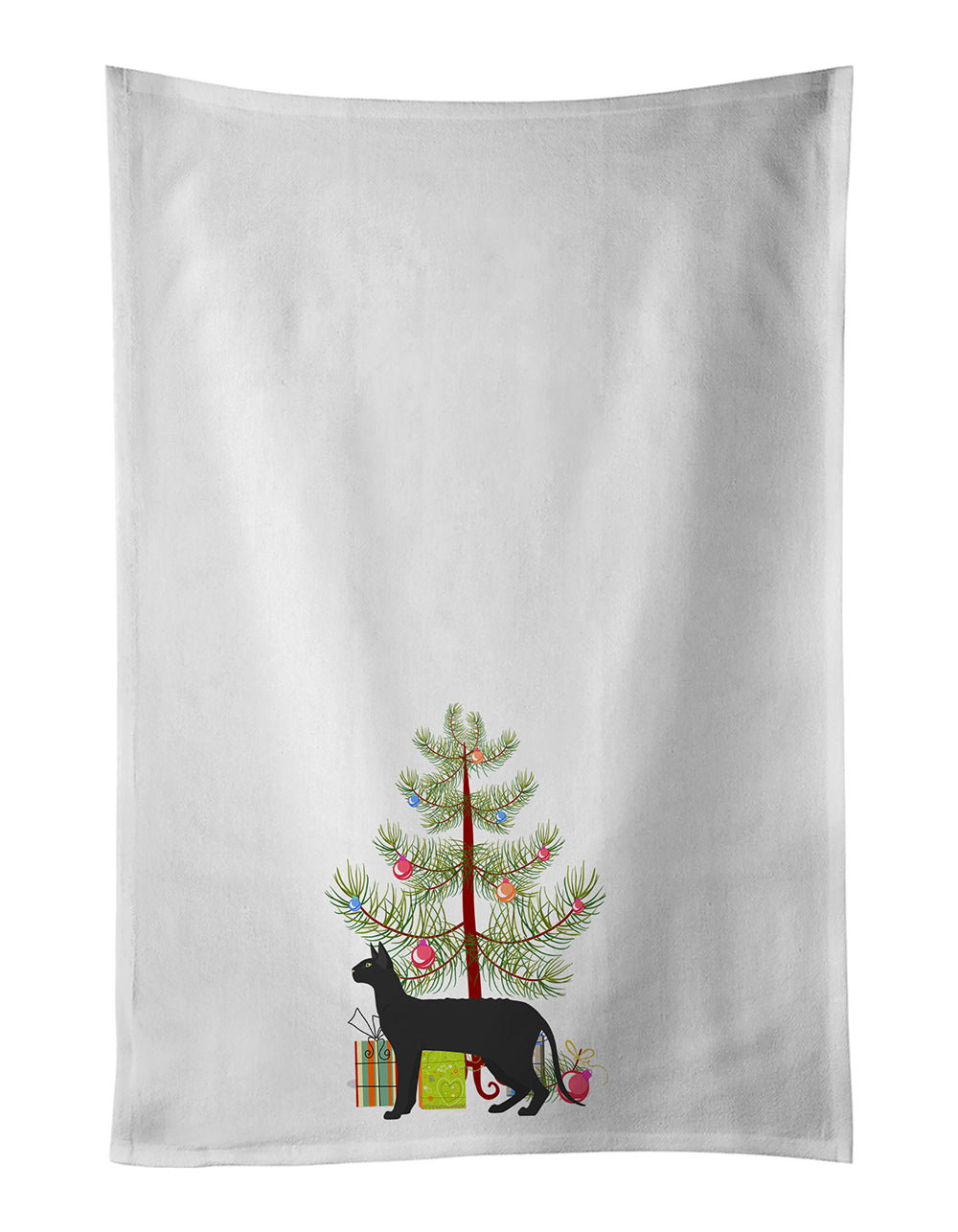 Buy this Black Cornish Rex Cat Christmas Kitchen Towel Set of 2