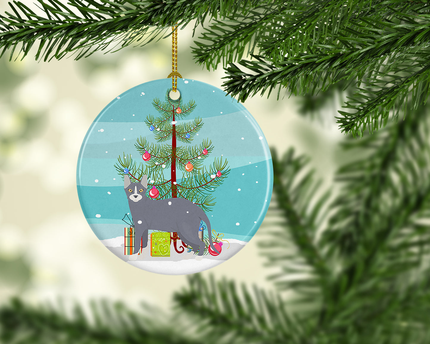 Don Sphynx Cat Christmas Ceramic Ornament