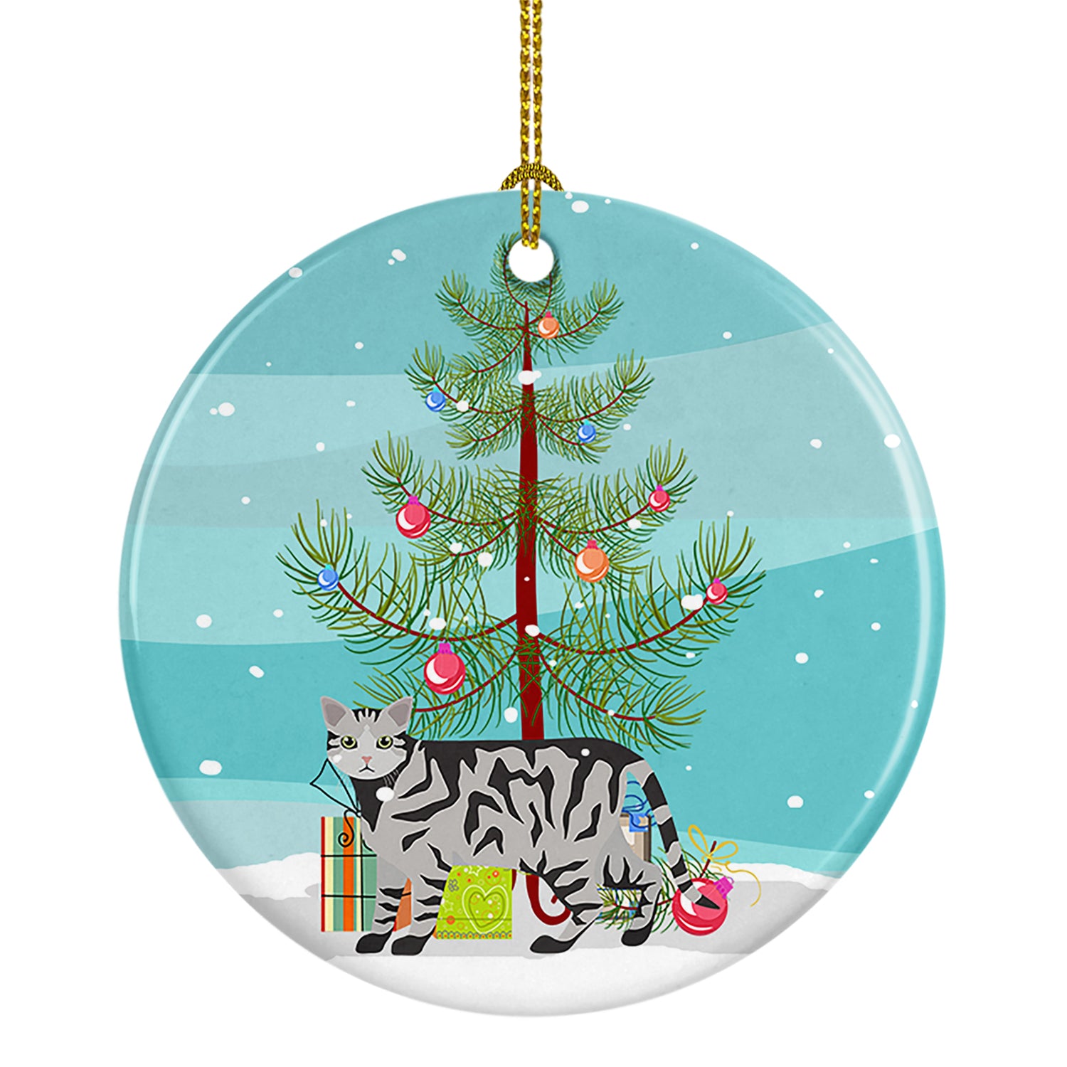 Buy this European Shorthair Cat Christmas Ceramic Ornament