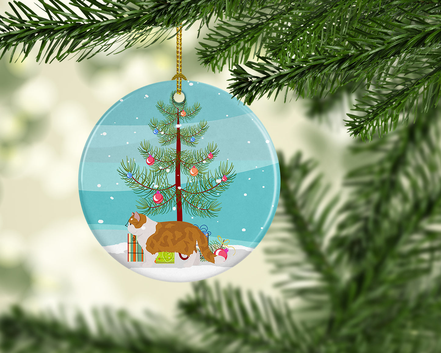Exotic Shorthair Cat Christmas Ceramic Ornament