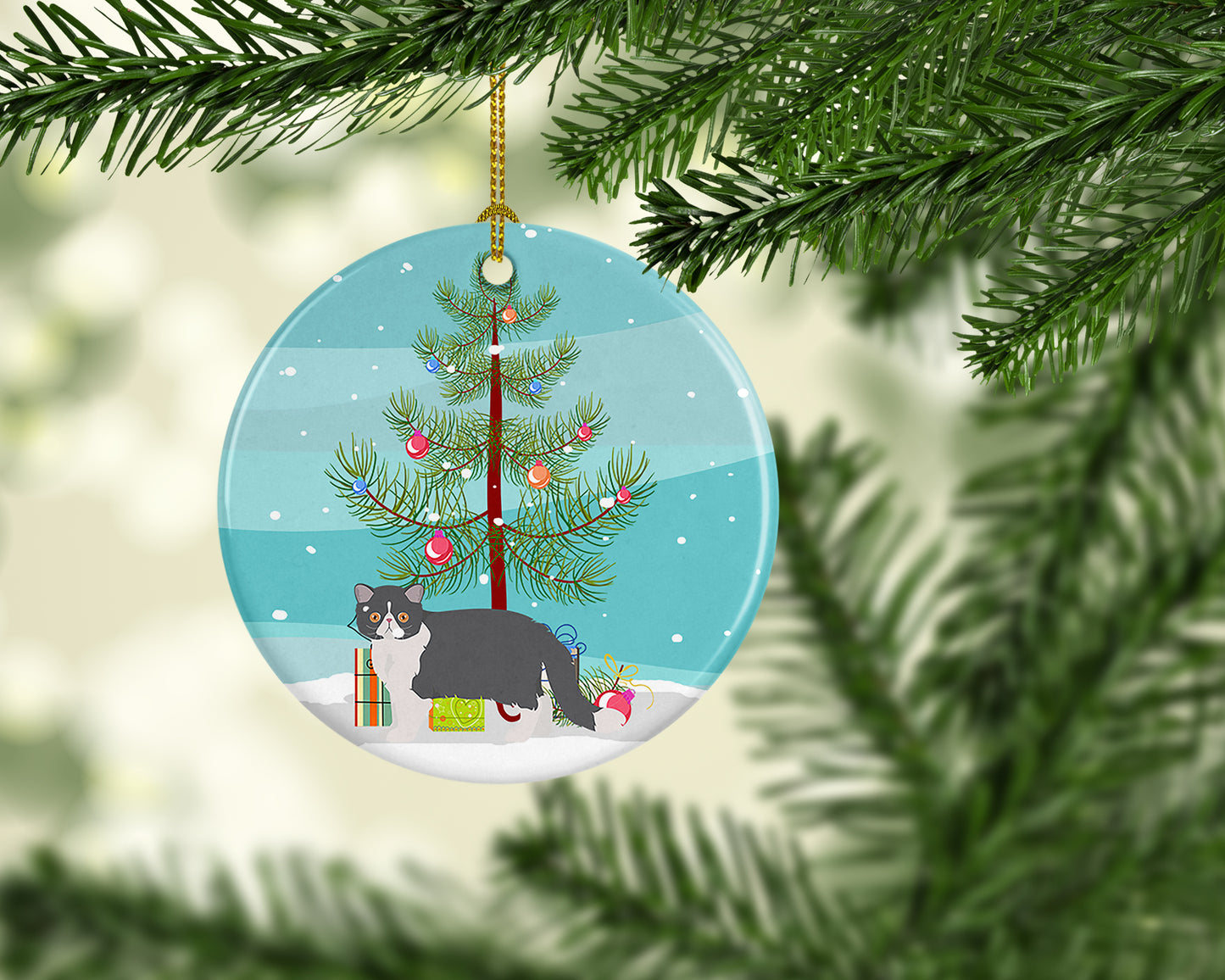 Exotic Shorthair Cat Christmas Ceramic Ornament
