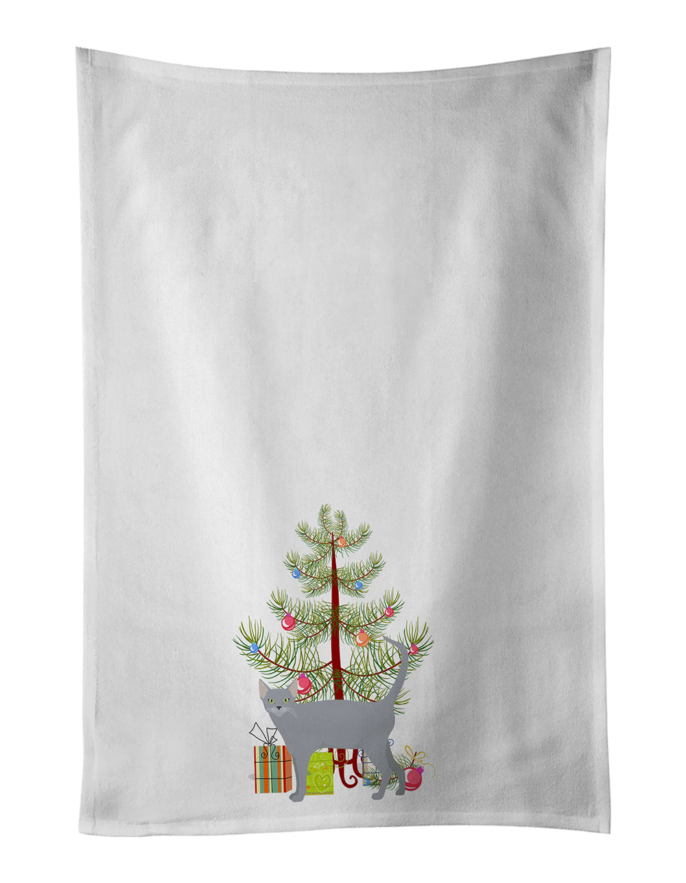 Buy this Russian Blue Cat Christmas Kitchen Towel Set of 2