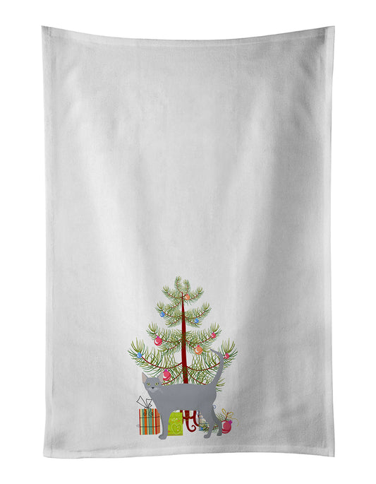 Buy this Russian Blue Cat Christmas Kitchen Towel Set of 2