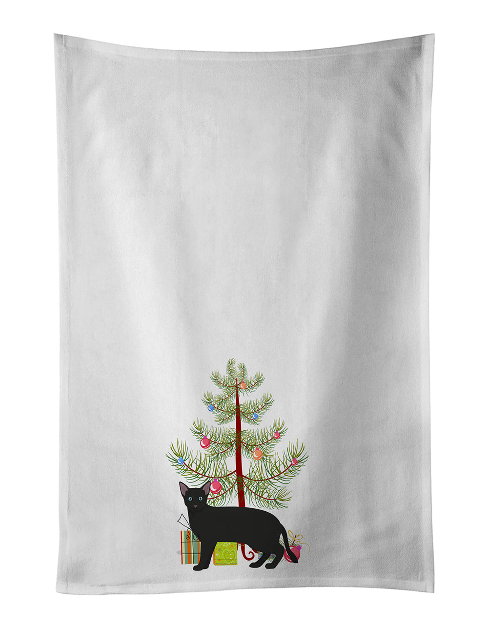 Buy this Russian White Black Cat Christmas Kitchen Towel Set of 2
