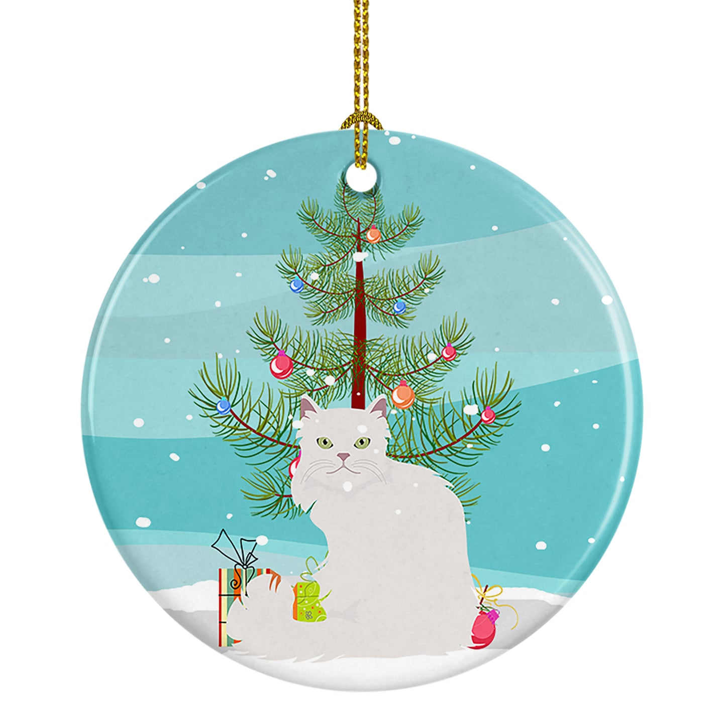 Buy this Asian Semi Longhaired Cat Christmas Ceramic Ornament