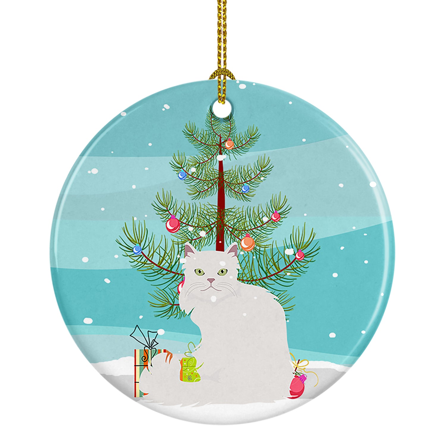 Buy this Asian Semi Longhaired Cat Christmas Ceramic Ornament
