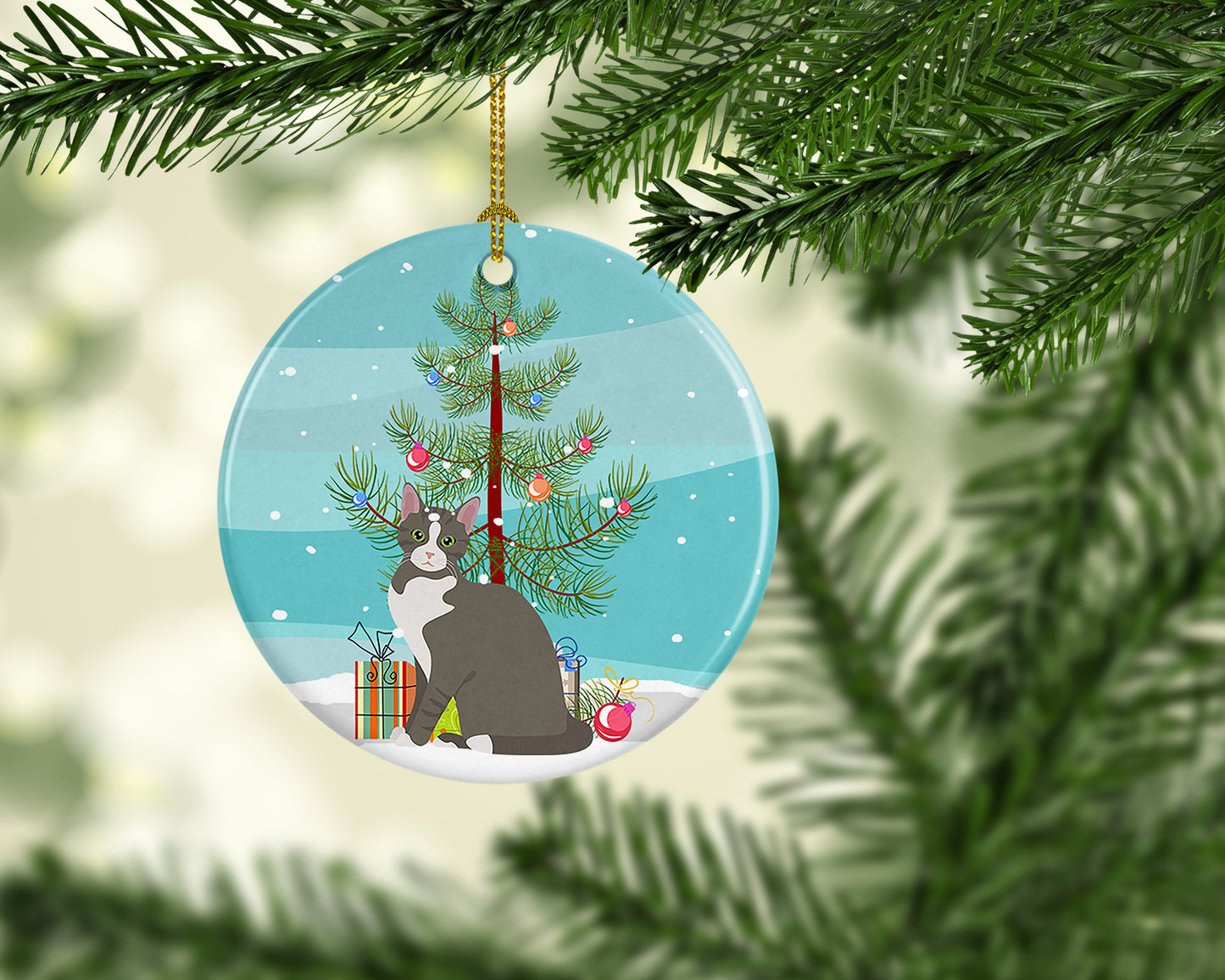 Brazilian Shorthair Cat Christmas Ceramic Ornament